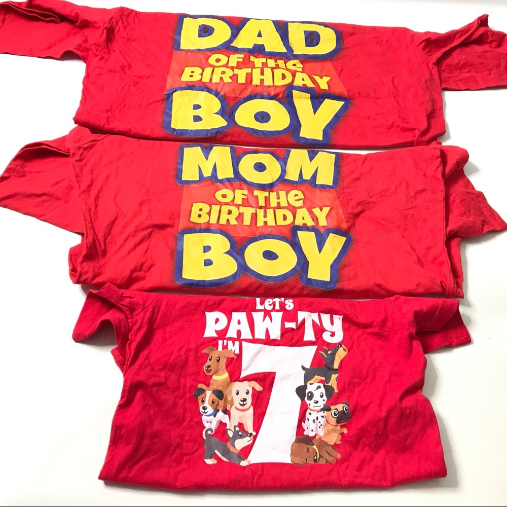 Dad  Mom of Birthday Boy XL Family Matching T-Shirts 7 Years Red Shirt